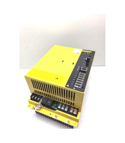 Yellow electrical power supply unit on a white background